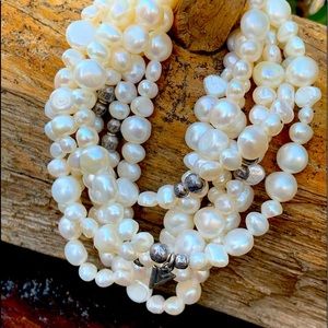7 Silpada Fresh water pearl stretch bracelets